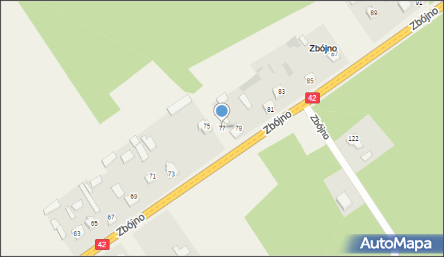 Zbójno, Zbójno, 77, mapa Zbójno