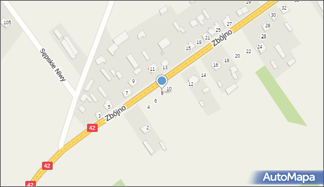 Zbójno, Zbójno, 8, mapa Zbójno