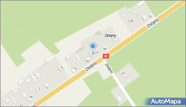 Zbójno, Zbójno, 83, mapa Zbójno