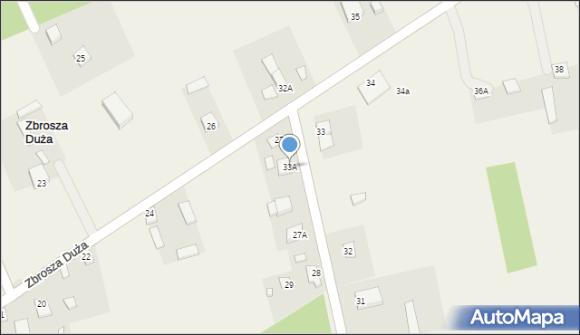 Zbrosza Duża, Zbrosza Duża, 33A, mapa Zbrosza Duża