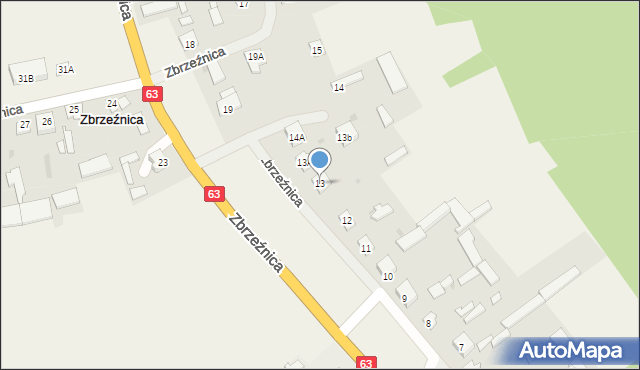 Zbrzeźnica, Zbrzeźnica, 13, mapa Zbrzeźnica