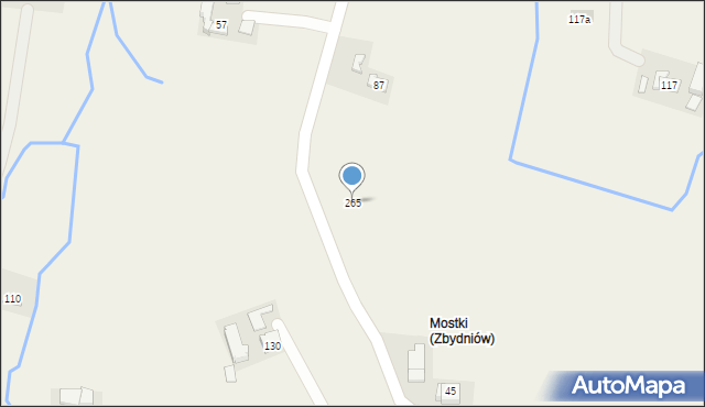 Zbydniów, Zbydniów, 265, mapa Zbydniów