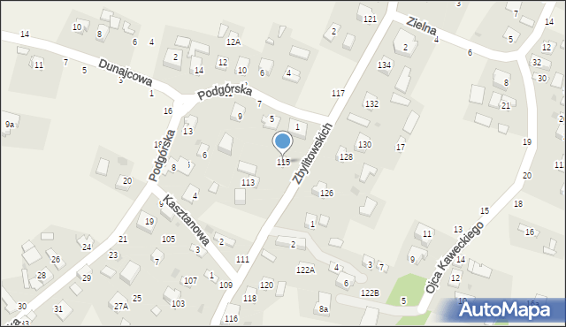 Zbylitowska Góra, Zbylitowskich, 115, mapa Zbylitowska Góra