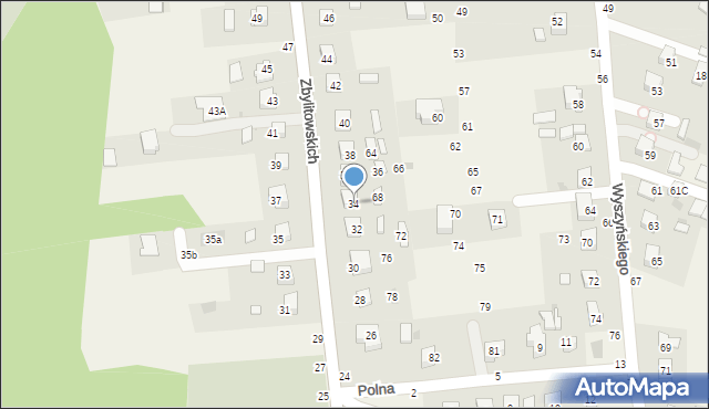 Zbylitowska Góra, Zbylitowskich, 34, mapa Zbylitowska Góra