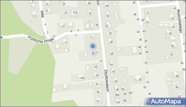 Zbylitowska Góra, Zbylitowskich, 49, mapa Zbylitowska Góra