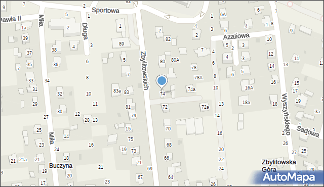 Zbylitowska Góra, Zbylitowskich, 74, mapa Zbylitowska Góra