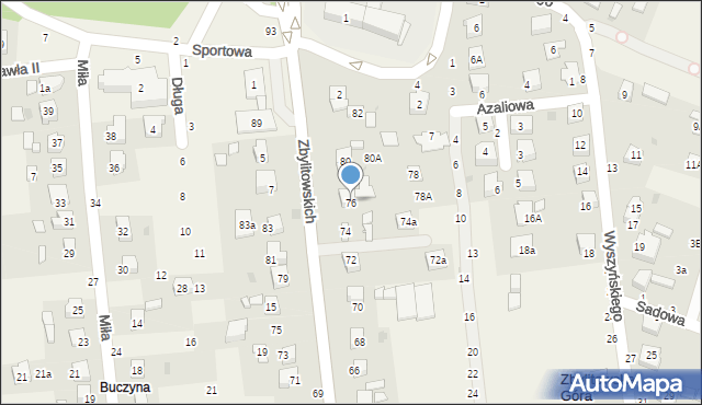 Zbylitowska Góra, Zbylitowskich, 76, mapa Zbylitowska Góra
