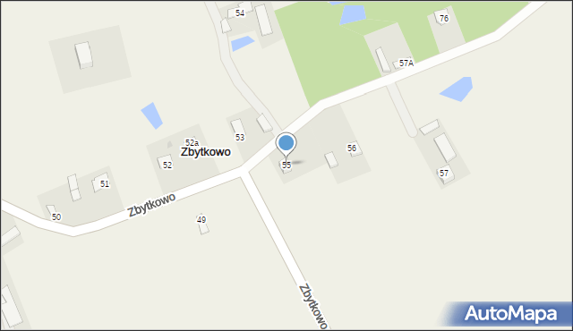 Zbytkowo, Zbytkowo, 55, mapa Zbytkowo