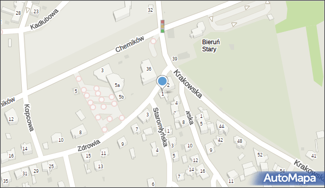 Bieruń, Zdrowia, 1, mapa Bieruń