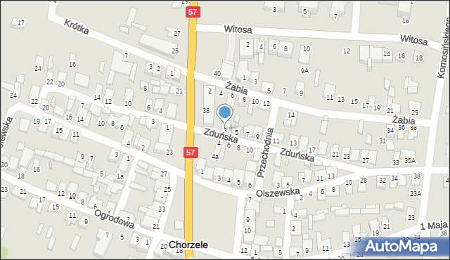 Chorzele, Zduńska, 3, mapa Chorzele