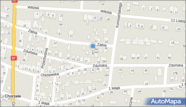 Chorzele, Zduńska, 31, mapa Chorzele