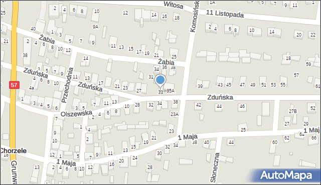 Chorzele, Zduńska, 33, mapa Chorzele
