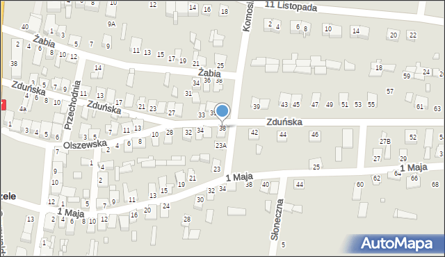 Chorzele, Zduńska, 38, mapa Chorzele