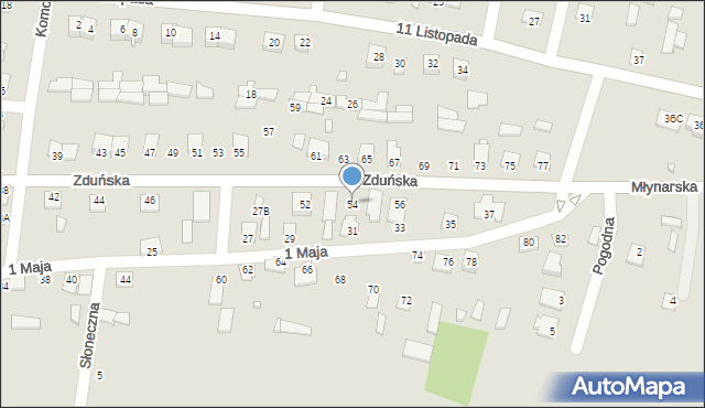 Chorzele, Zduńska, 54, mapa Chorzele