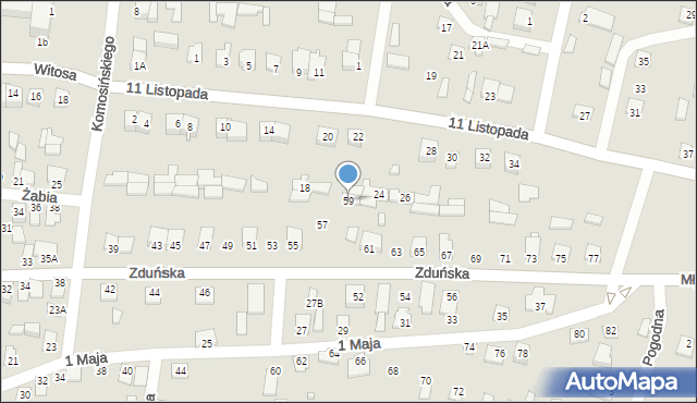 Chorzele, Zduńska, 59, mapa Chorzele