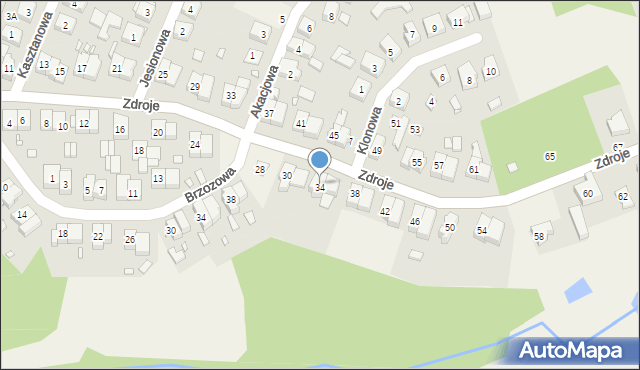 Czerwonak, Zdroje, 34, mapa Czerwonak