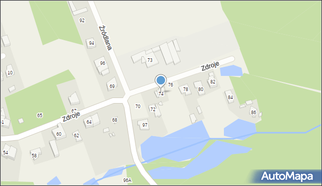 Czerwonak, Zdroje, 74, mapa Czerwonak