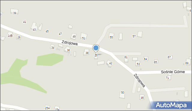 Grybów, Zdrojowa, 20, mapa Grybów