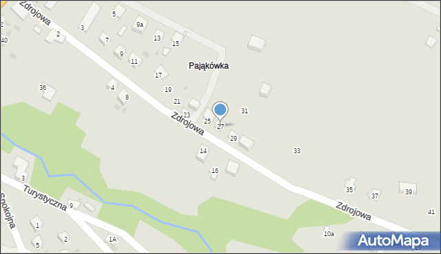 Grybów, Zdrojowa, 27, mapa Grybów