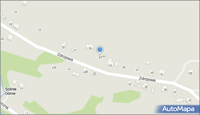 Grybów, Zdrojowa, 41, mapa Grybów