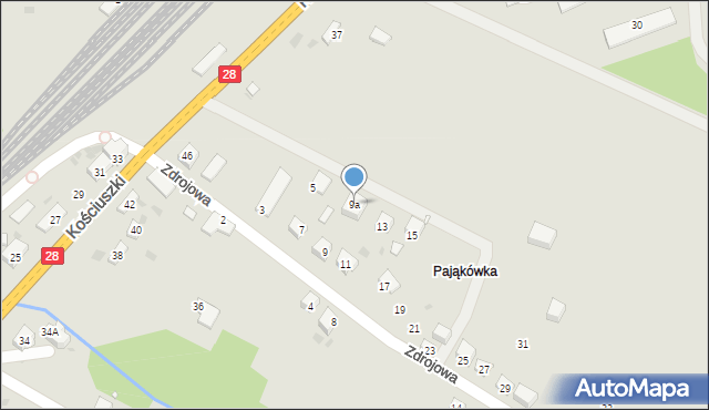 Grybów, Zdrojowa, 9a, mapa Grybów