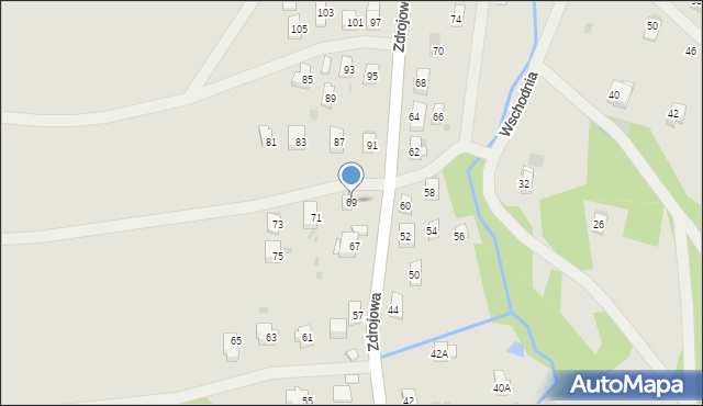 Iwonicz-Zdrój, Zdrojowa, 69, mapa Iwonicz-Zdrój