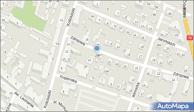 Kielce, Zdrojowa, 10B, mapa Kielc