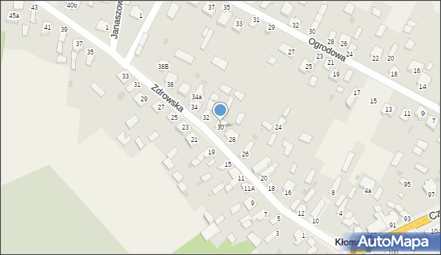 Kłomnice, Zdrowska, 30, mapa Kłomnice
