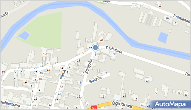 Koronowo, Zdrojowa, 1, mapa Koronowo