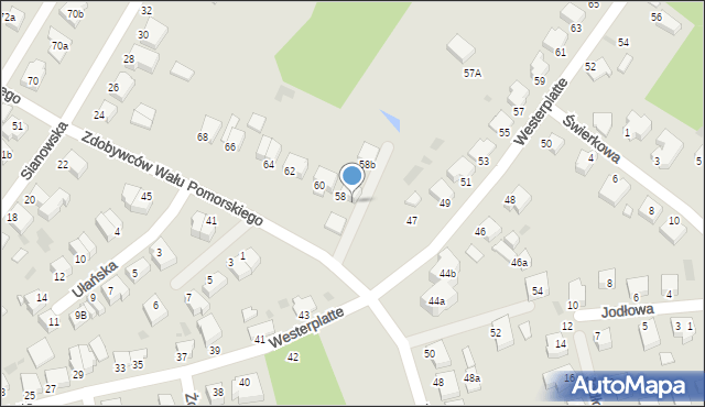 Koszalin, Zdobywców Wału Pomorskiego, 58a, mapa Koszalina