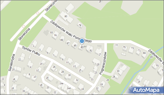 Koszalin, Zdobywców Wału Pomorskiego, 83, mapa Koszalina