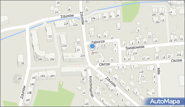 Kraków, Zdunów, 15, mapa Krakowa