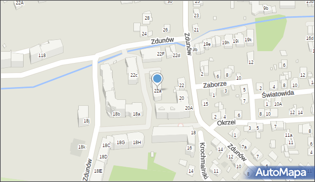 Kraków, Zdunów, 22a, mapa Krakowa