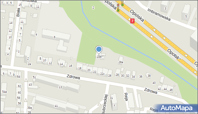 Kraków, Zdrowa, 22b, mapa Krakowa