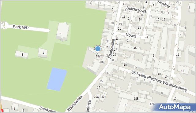 Krotoszyn, Zdunowska, 38a, mapa Krotoszyna