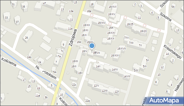 Kudowa-Zdrój, Zdrojowa, 16/VI, mapa Kudowa-Zdrój