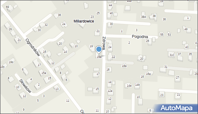 Ligota, Zdrowa, 19a, mapa Ligota