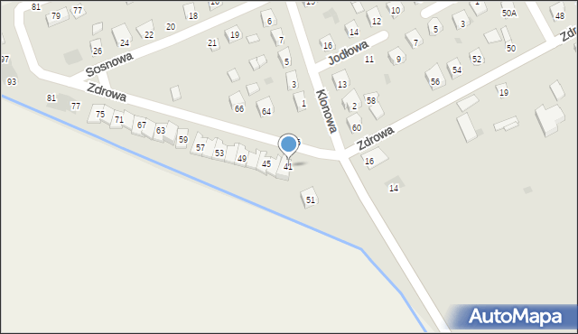 Łosice, Zdrowa, 41, mapa Łosice