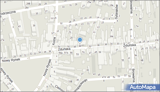 Łowicz, Zduńska, 44, mapa Łowicza