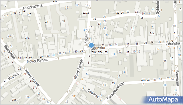 Łowicz, Zduńska, 59b, mapa Łowicza