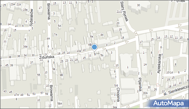 Łowicz, Zduńska, 9, mapa Łowicza