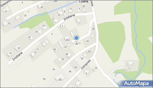 Lusina, Zdrojowa, 44, mapa Lusina