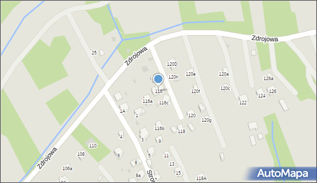 Myślenice, Zdrojowa, 116, mapa Myślenice