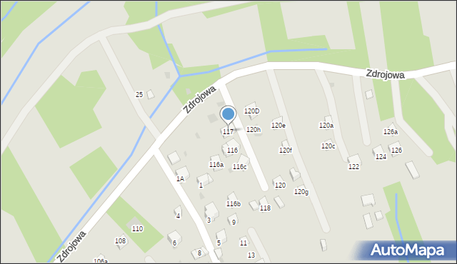 Myślenice, Zdrojowa, 117, mapa Myślenice