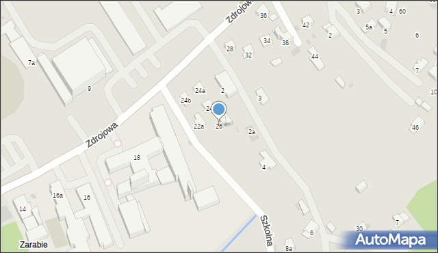 Myślenice, Zdrojowa, 26, mapa Myślenice