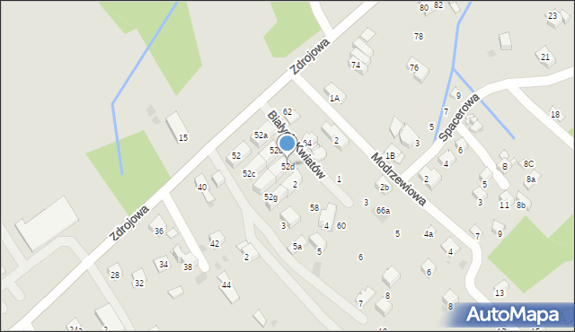 Myślenice, Zdrojowa, 52d, mapa Myślenice