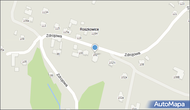 Nowy Sącz, Zdrojowa, 102, mapa Nowego Sącza