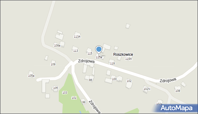 Nowy Sącz, Zdrojowa, 115a, mapa Nowego Sącza