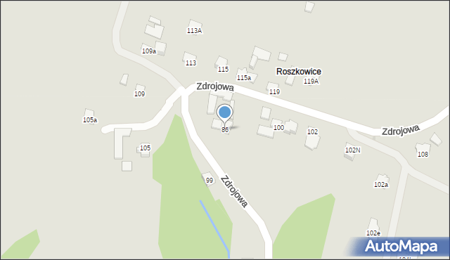 Nowy Sącz, Zdrojowa, 86, mapa Nowego Sącza