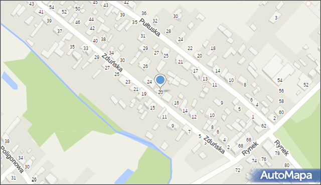 Okuniew, Zduńska, 20, mapa Okuniew